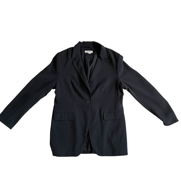 H&M Women's Single Button Long Sleeve Fitted Blazer Woven Black Size Medium - Picture 1 of 16